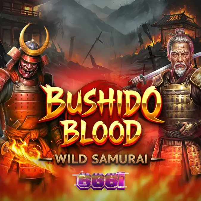 Tampilan visual slot Bushido Blood dengan tema samurai dan latar belakang pegunungan Jepang.